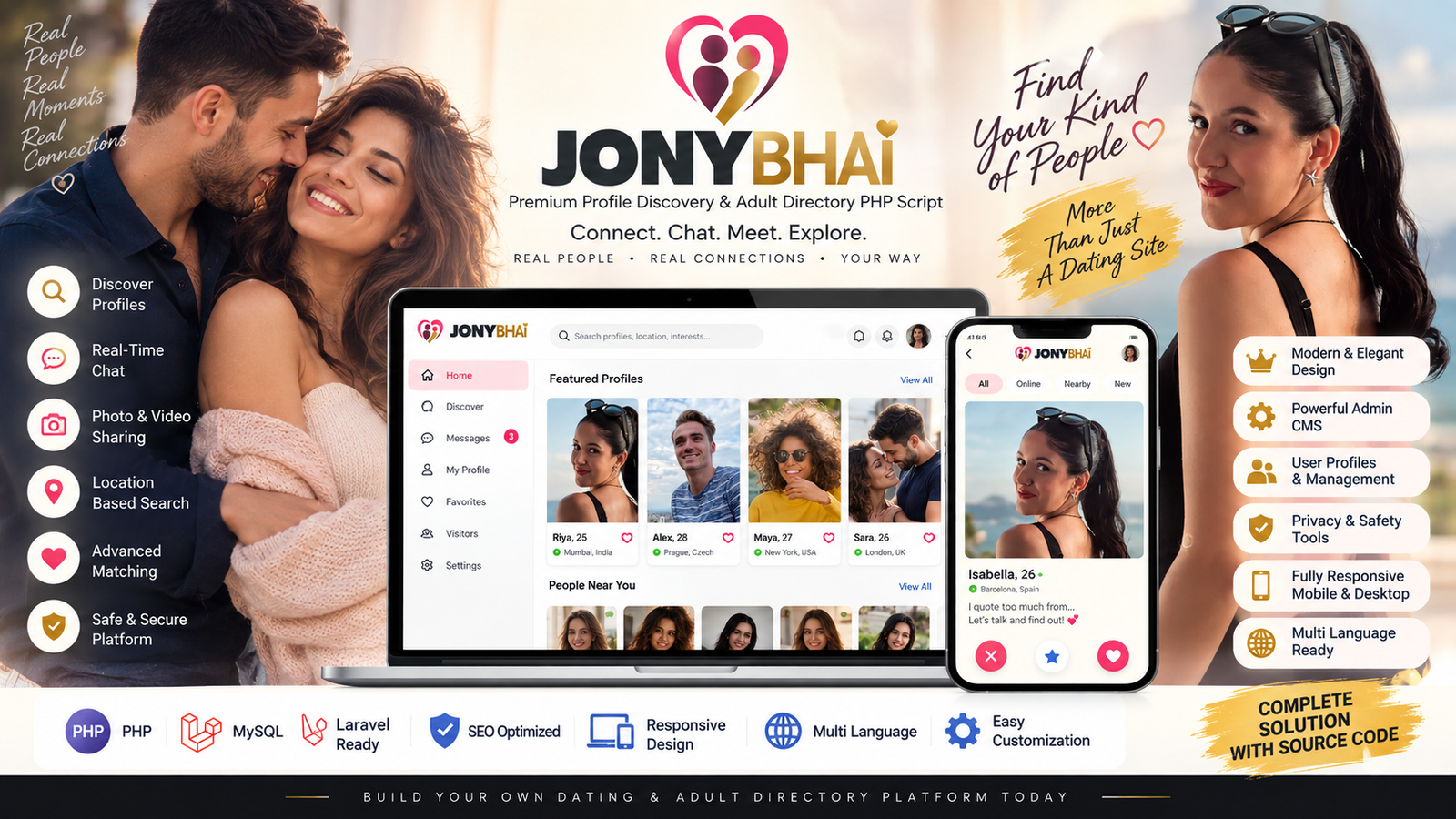 JONYBHAI – Premium Profile Discovery & Adult Directory PHP Script with Admin CMS